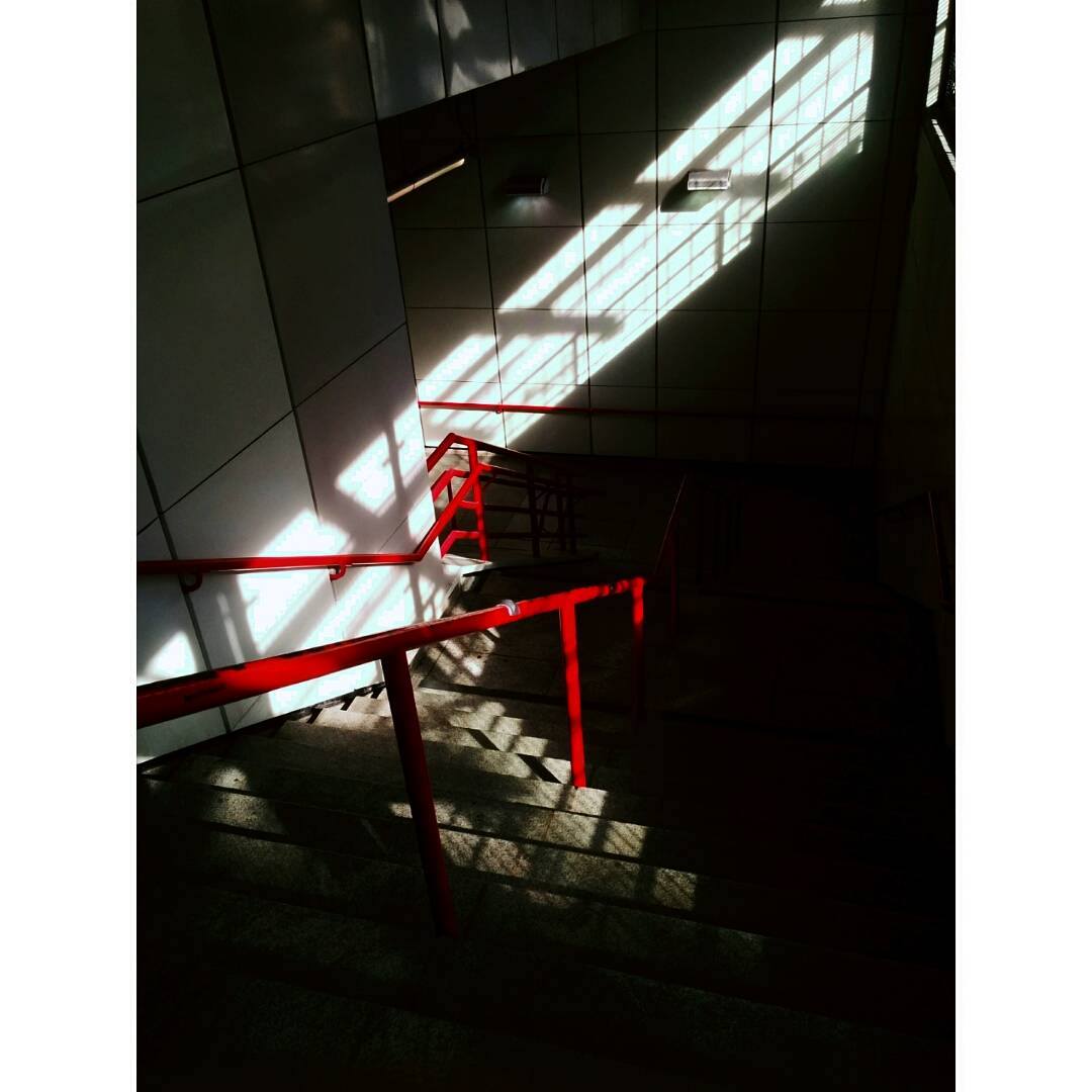 Morning light shines into the granville skytrain station from dunsmuir street